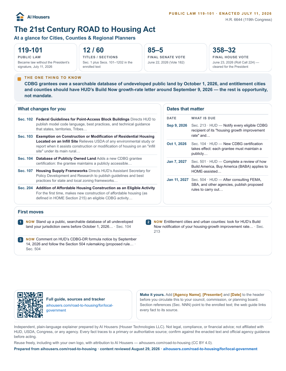Front of the Cities, Counties & Regional Planners at-a-glance flyer